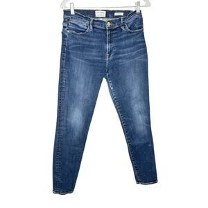Frame Le High Skinny Harvard Dark Wash Denim Mid Rise Jeans 30